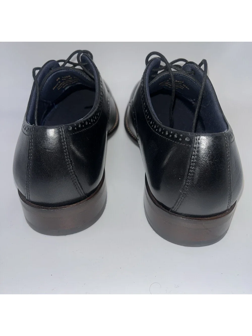 Johnson & Murphy Black Leather Dress Shoes Mens 10.5, 59-2469 Stockton Plain Toe